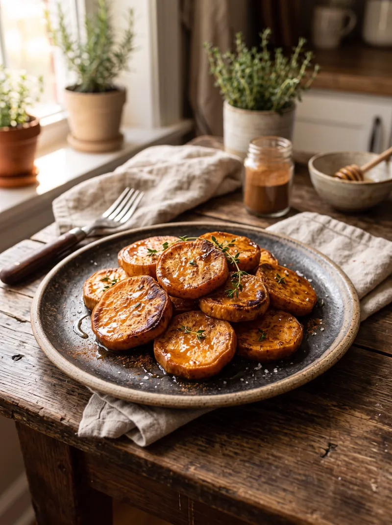 Batata Doce com Mel e Canela feita na Air Fryer