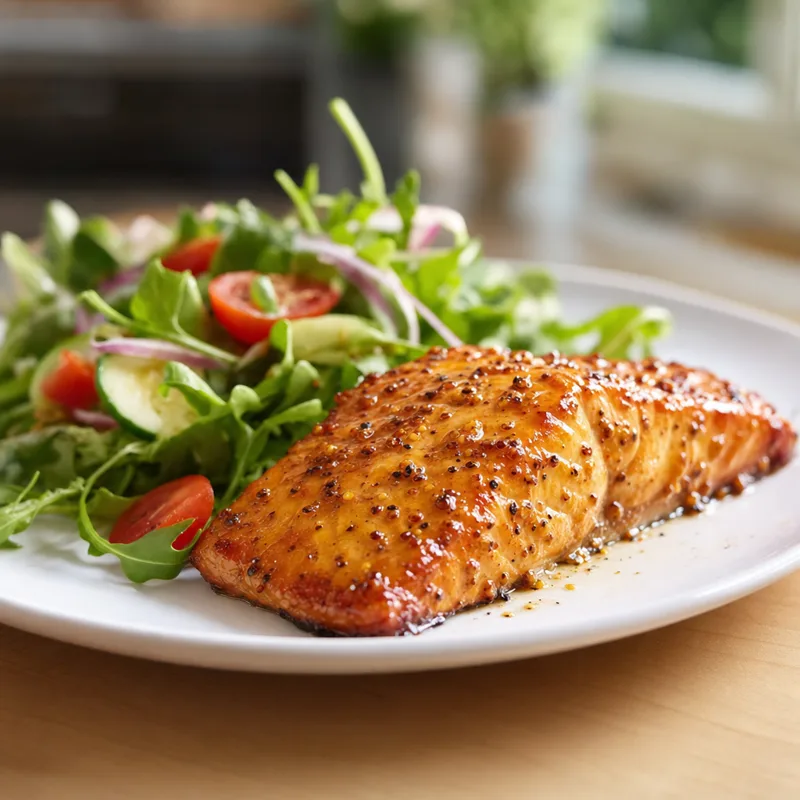 Salmão com Mel e Mostarda feito na Air Fryer